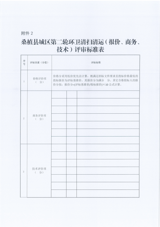 关于公开征询桑植县城区第二轮环卫清扫清运市场化运营招标文件的通告